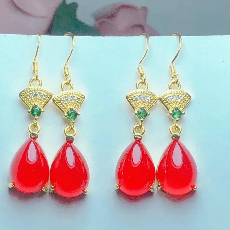 Free Certificate New Women's Natural Green Jade 925 Sterling Silver Earrings Women Jewelry Gift