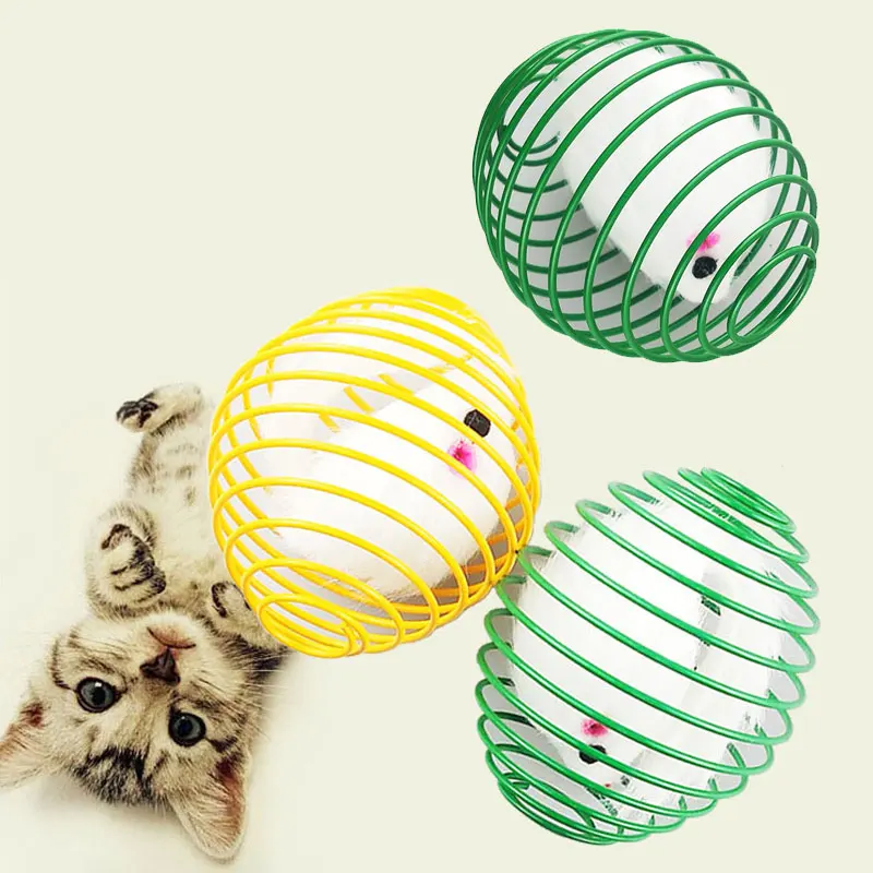 Steel Ring Oval Cat Balls Toy Funny Cat Stick Prisoner Mouse Shape Pet Products for Kitten Interactive Cat Supplies Dropshipping