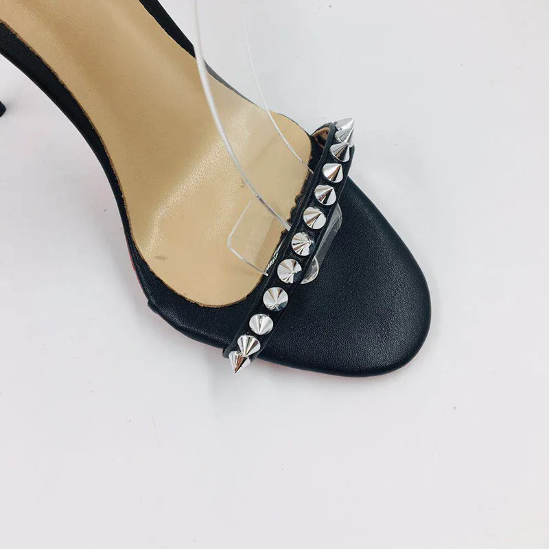 Summer Brief Ankle Strap Sexy Studs Matte Leather Women Sandals Shoes