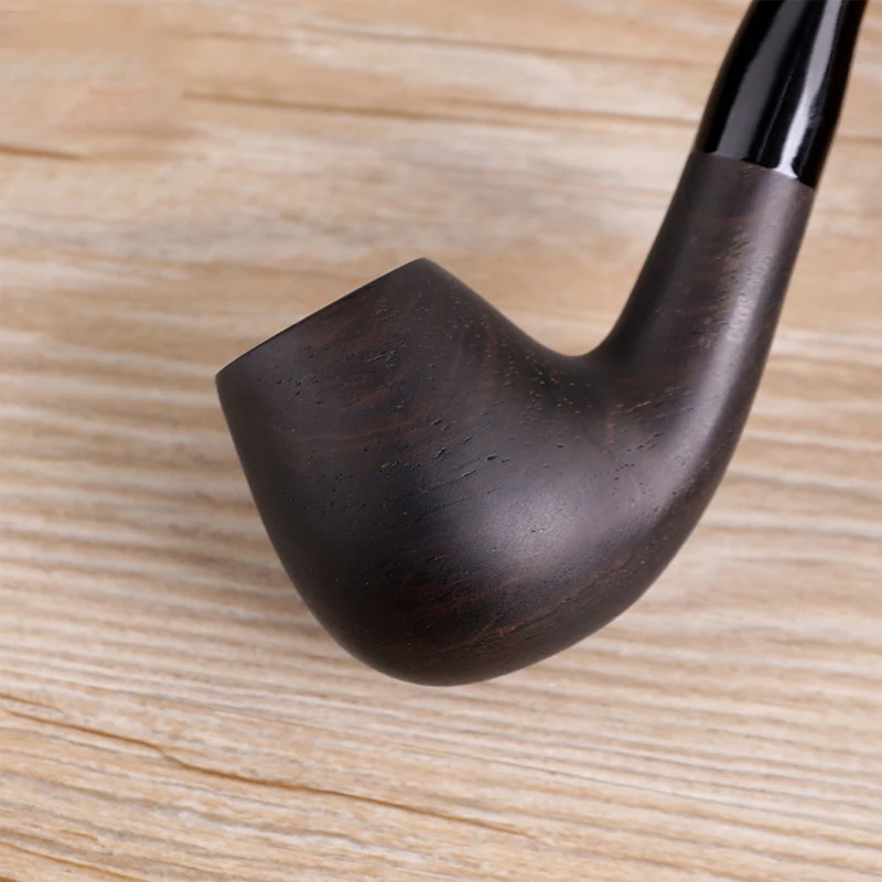 Ebony wood Smoking Pipe 9mm Filters Tobacco pipe Handmade cigarette holder Bent Type Tobacco pipes Gift men\'s smoking pipes