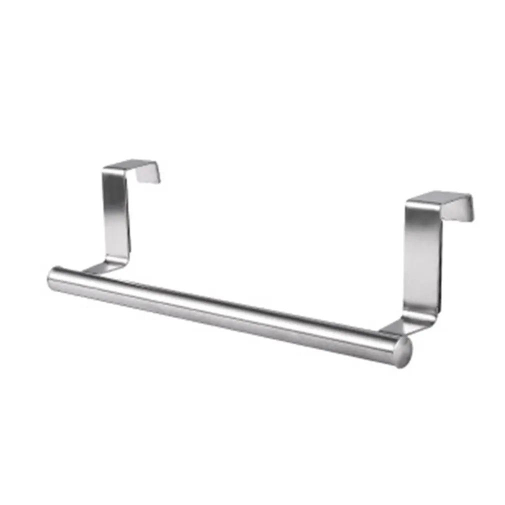 Stainless Steel Single Towel Rack Kitchen Non-Perforated Towel Hanging Rod Cabinet Door Back Rag Hanger