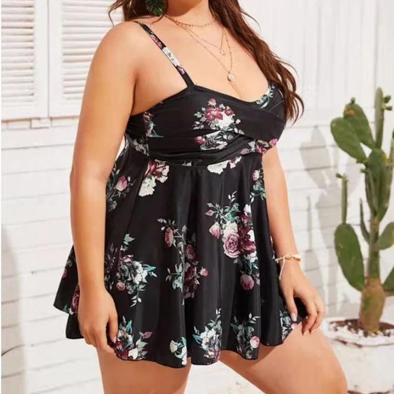 Women Plus size XL-8XL swimwear Sexy Flower Print Tankini bikini Set Two Piece Swimsuit Swimming suit for women maillot de bain