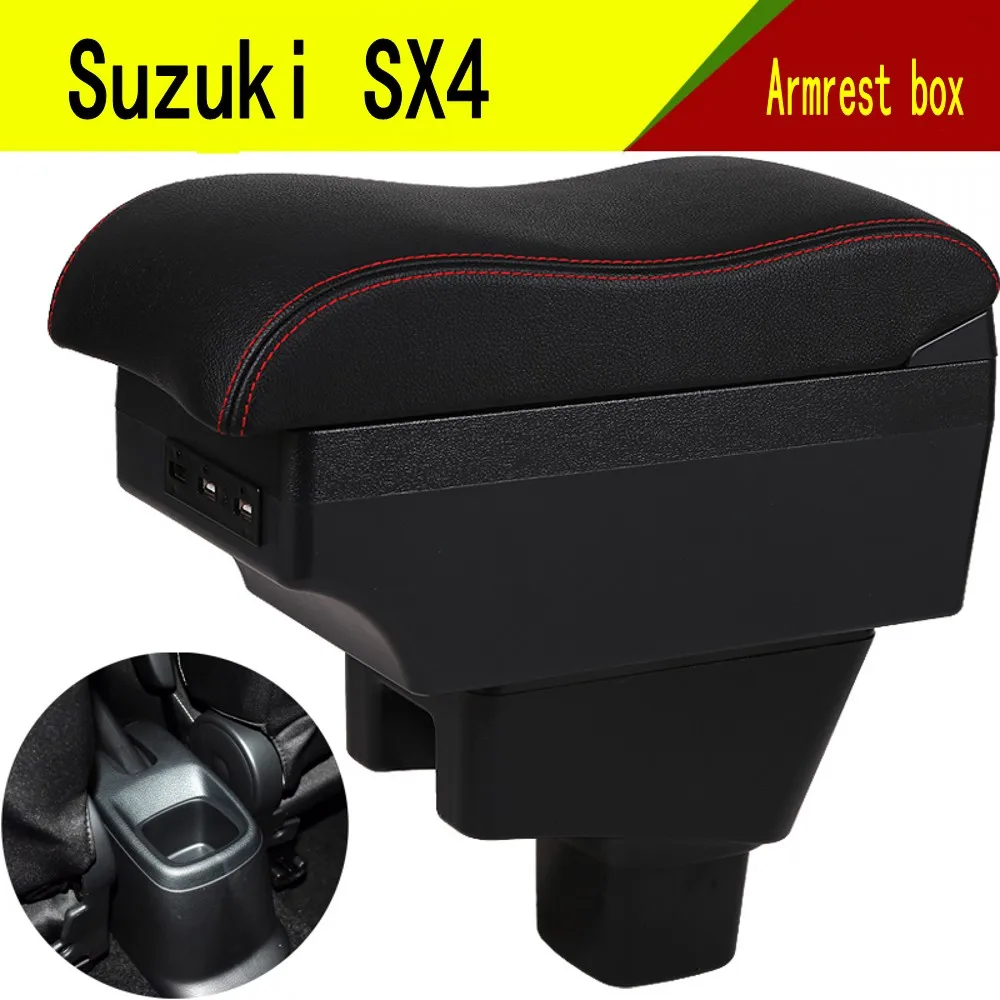 For Suzuki Sx4 Armrest Box Arm Elbow Rest Center Console Storage Case Modification Accessories with Cup Holder USB Port