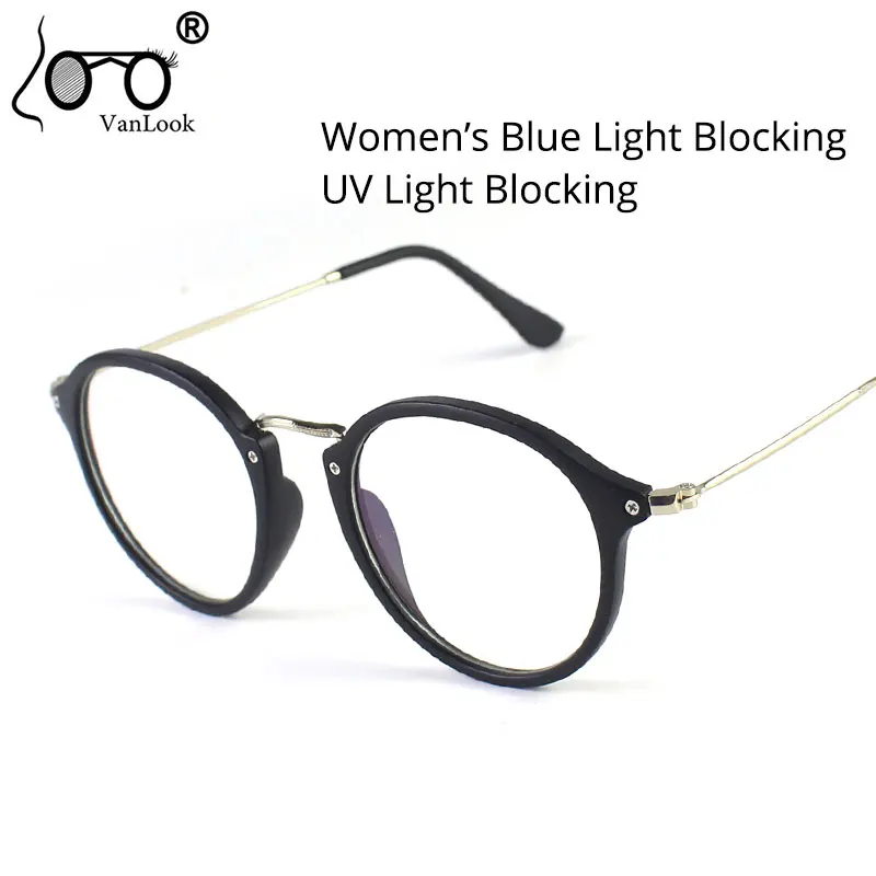 

Women Blue Light Blocking Glasses For Computer Men's Transparent Round Spectacle Frames Optical Screen Protection Eyeglasses UV