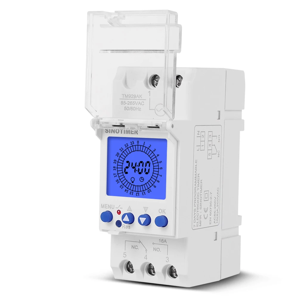 Módulo Din analógico Digital, 24 horas, interruptor de tiempo, retroiluminación, pantalla LCD grande, controlador de temporizadores industriales,