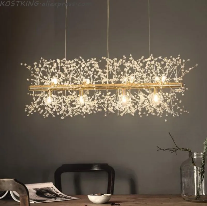 Snowflake Chandelier Nordic Style Lamp Creative Personality Crystal Model Atmosphere Light Luxury Living Room Lighting