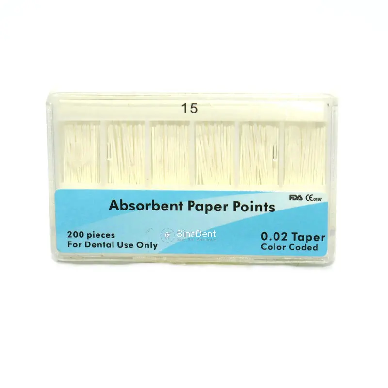 200pcs/pack 02 Taper Dental Absorbent Paper Points 15-40# Dental Root Canal Materials Cleaning Endodontics Instruments