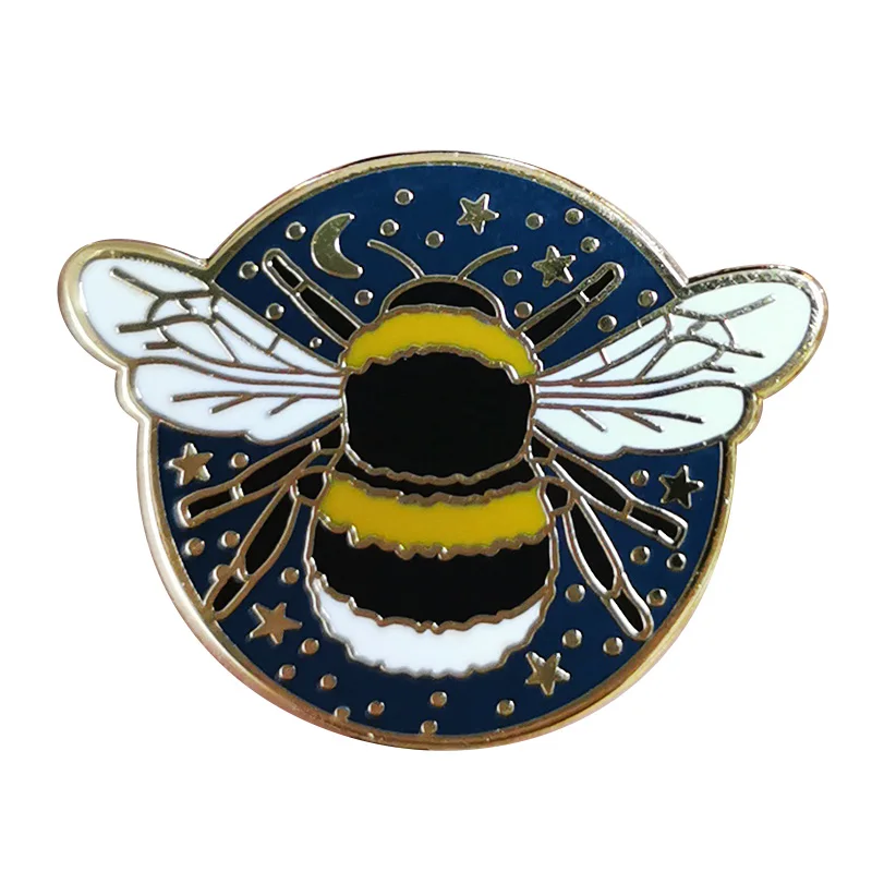 Bee brooch Bumblebee in the Shiny night sky