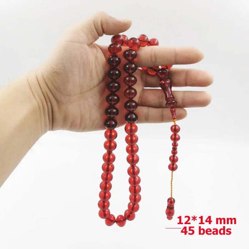 45 ビーズ tasbih 赤樹脂教徒のロザリオ特別タッセル eid ラマダンギフトアラブイスラム数珠サウジアラビアアラビアブレスレット宝石