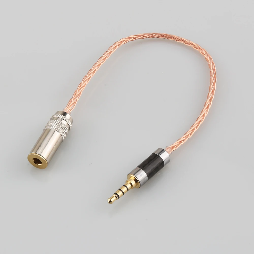 Wysokiej jakości 3.5mm TRRS męski do 4.4mm kobiet zrównoważony Adapter 8 rdzeni 7N OCC HiFi posrebrzane Adapter Audio kabel