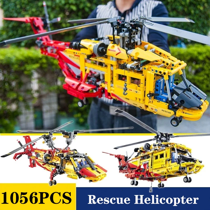 1056pcs DECOOL 3357 2in1 Rescue Helicopter Building Blocks Twin Propeller Plane Airplane Aircraft Bricks Toys For Boy Gifts 9396