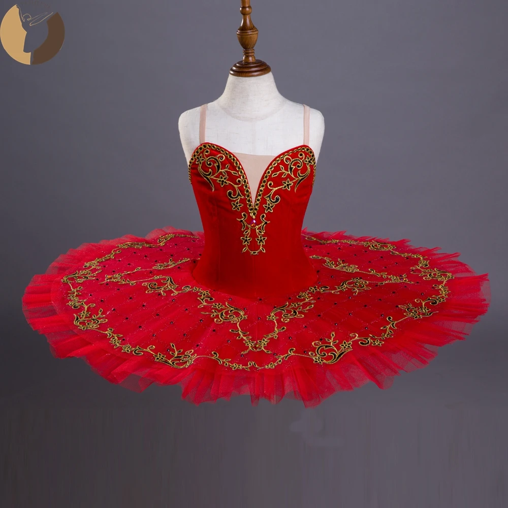 

FLTOTURE Children Pancake Ballet Tutu Red Color Velvet Dancing Skirt JY2562 Kids Toddler Ballet Party Corsaire Costumes Tutus