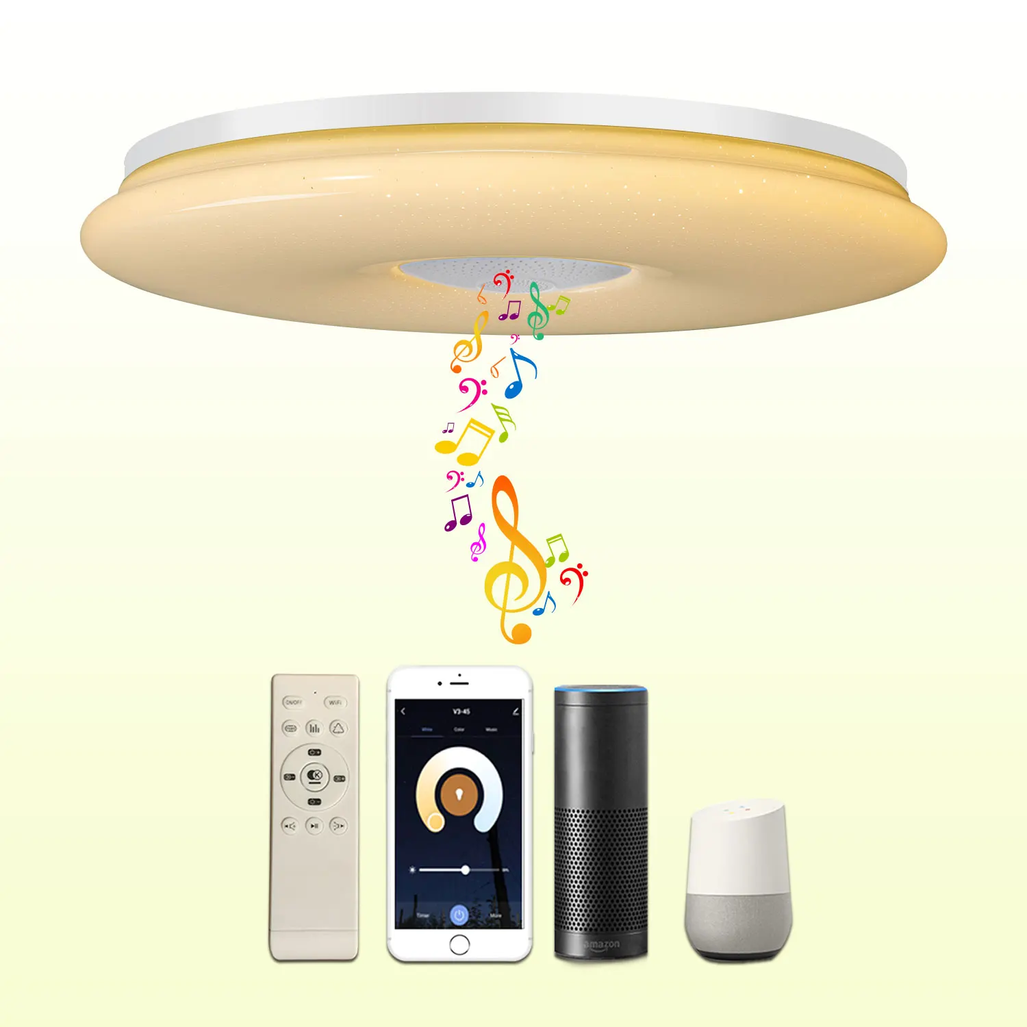 Google Home Alexa Ceiling Lights With Bluetooth Speaker Led Modern Lamp Remote Control Diamable For Bedroom Kitchen Bathroom Kid