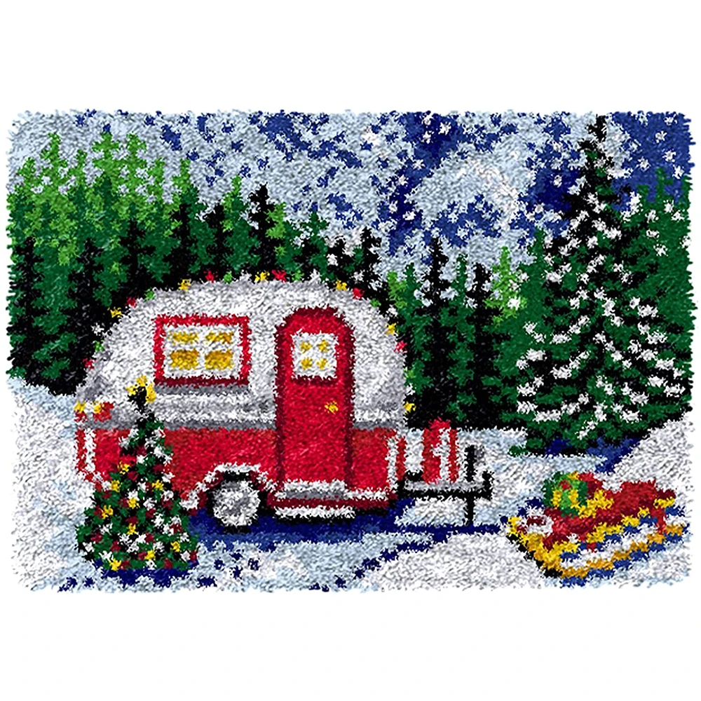 

Christmas Decor Latch hook carpet with Pre-Printed Pattern Cross stitch kit Crafts for adults Crochet strings rugs Handcrafts