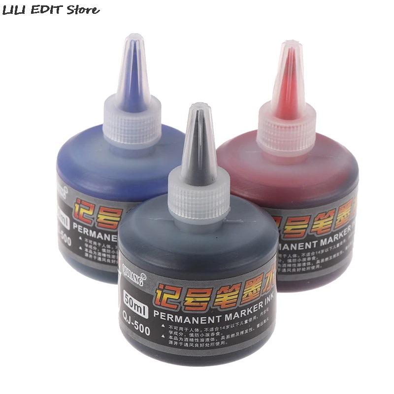 

1pc 50ml Permanent Instantly Dry Graffiti Black Blue Red Oil Marker Pen Refill Ink For Marker Pens