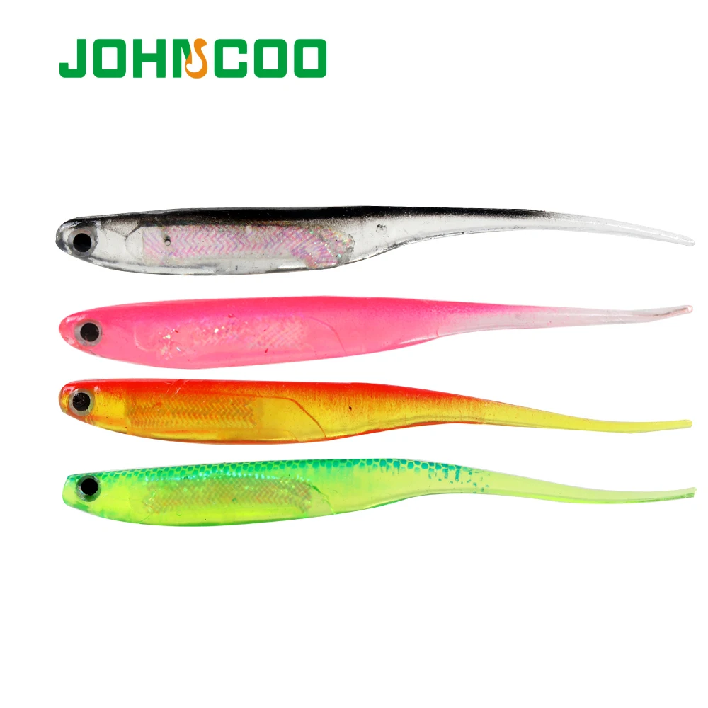 JOHNCOO 6pcs Soft Bait Fishing Lures 1.7g 2.2g 2.6g 5.2g T Tail Artificial Wobblers Soft Baits Silicone Shad Worm Bass Lure