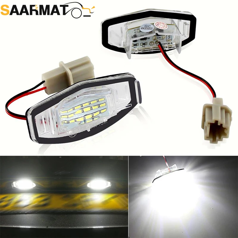 2pcs/set Canbus LED Number License Plate Light Lamp Error Free White 6500k for Acura RL TSX RDX Honda Civic Accord