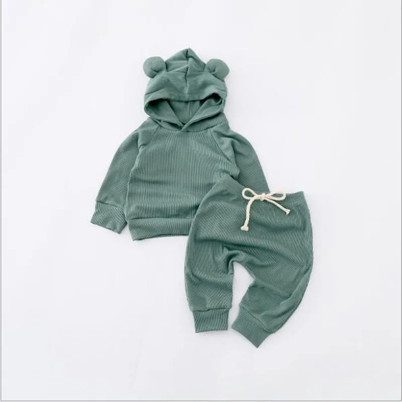 

2022 Spring Newborn Baby Clothes Infant Baby Boys Girls Hoodie Set Baby Solid Tracksuit Children Clothing Set