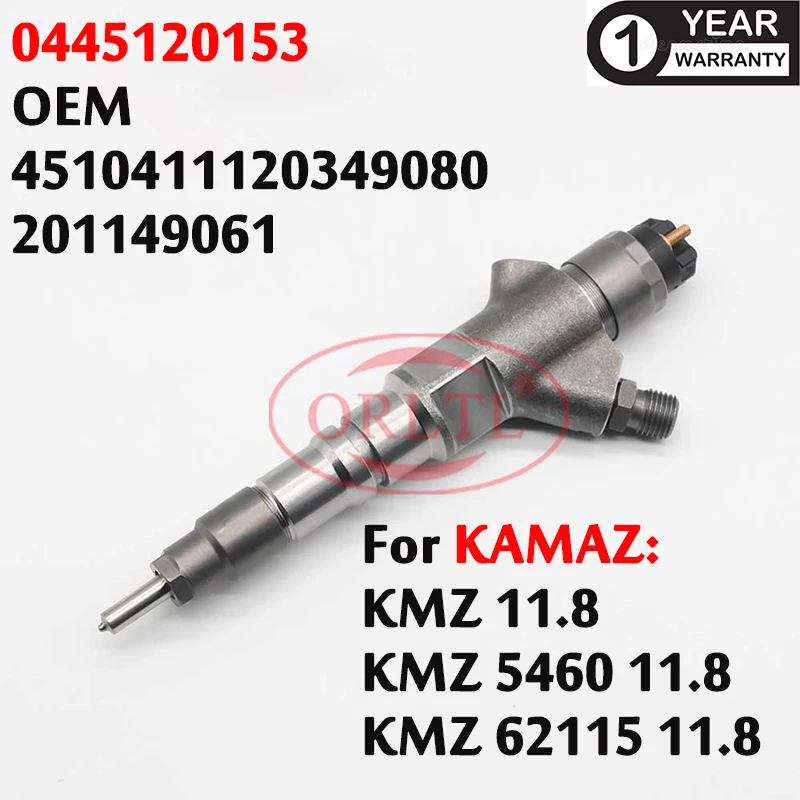 

Common Rail Injector 0445120153 New Diesel Injection Nozzle 4510411120349080 Fuel Sprayer 201149061 For KAMAZ KMZ 11.8 K