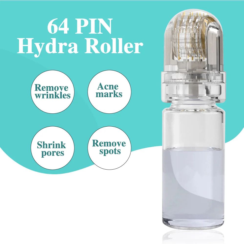 64-Pin Hydra Derma Roller Mikronadel-Dermaroller mit 10ml Flasche für Lippen-Boost, Haare, Gesicht, Kopfhaut, Bart, Schönheitspflege 0,2mm – Detail 1