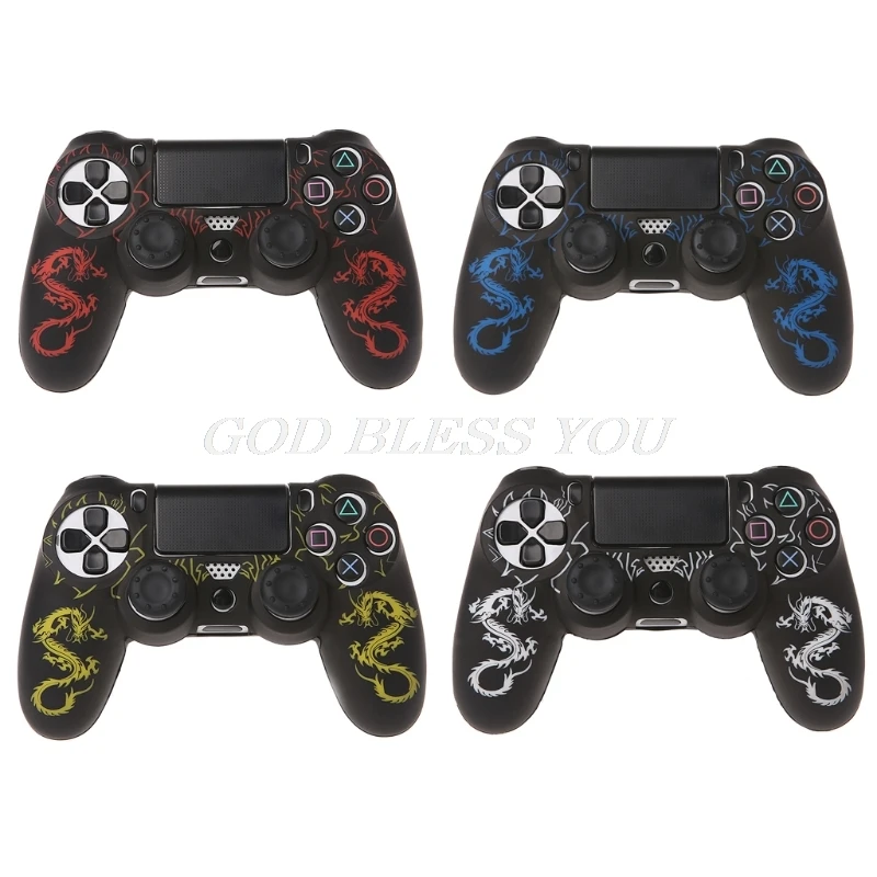 Chinesische Drachen Silikon Gamepad Abdeckung Fall + 2 Joystick Caps Für PS4 Controller Drop Verschiffen