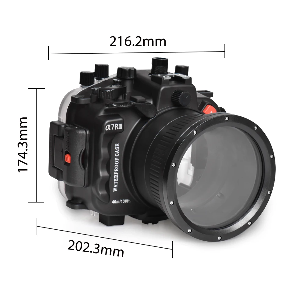 Seafrogs 130ft Underwater Camera Housing for Sony A7 III A7R III A7M3 A7M III Professional Diving Box Case Cover Standard port