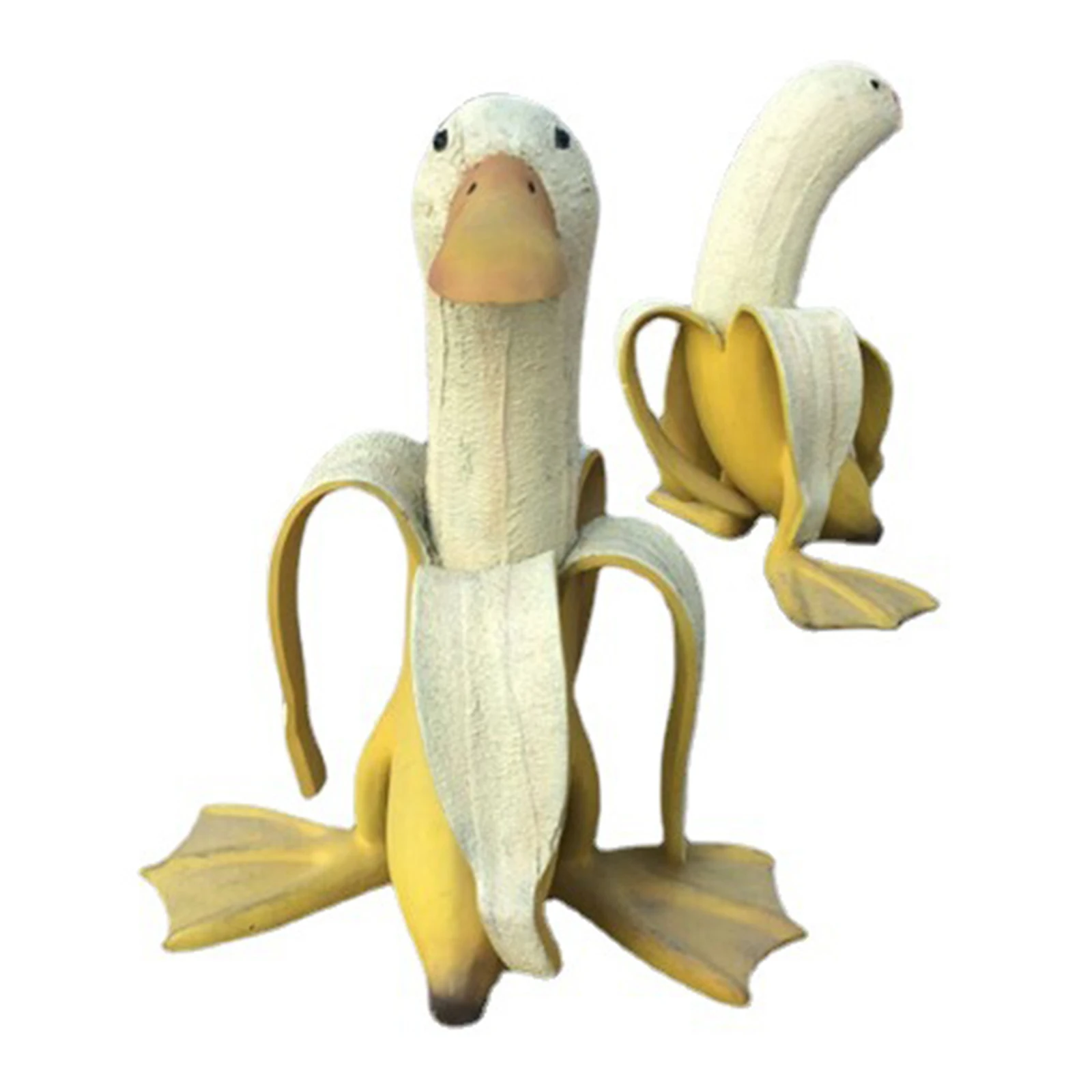 Statua di arte di anatra di Banana, arredamento esterno da giardino, simpatici ornamenti di decorazione di figurine di anatra di Banana pelati divertenti divertenti