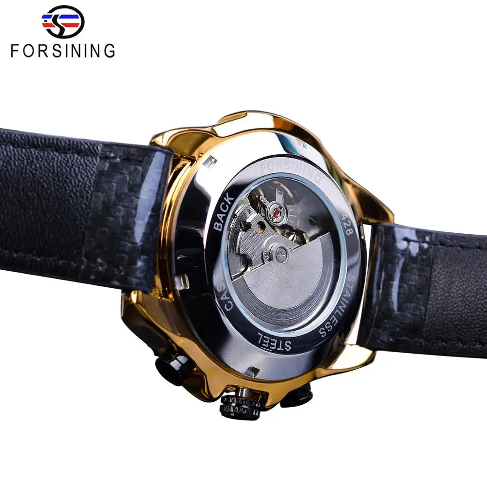 Forsining Brand 3 Sub Dial Mechanical Watch Automatic Calendar Army Racing Car Sport Mens Fabric Leather Band Clock Dropshipping