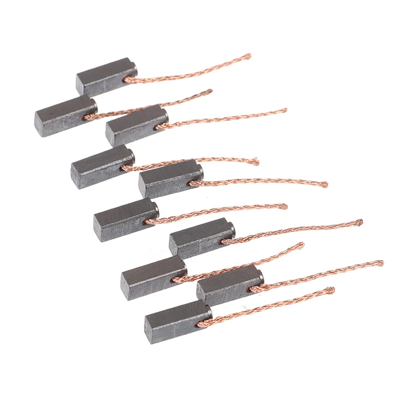 10pcs Conductive Copper Carbon Brushes Wire Leads 5*6*14mm for Generator Generic Electric Motor Durable Mini Carbon Brushes