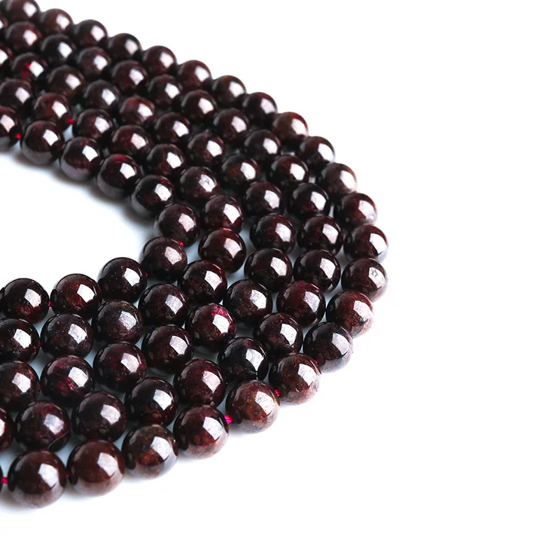 Natural Dark Red Garnet Beads Round Loose Stone Beads For Jewelry Making DIY Bracelet Necklace Accessories 15\'\' 4/6/8/10/12mm