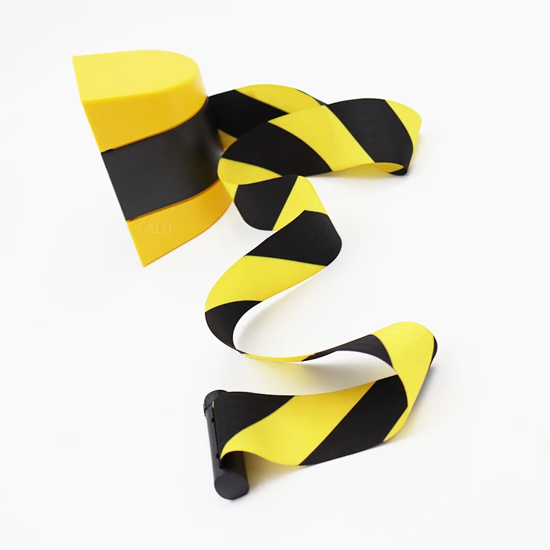 Wall Mounted 2M-5M Length Safety Retractable Caution Tape Belt Barrier With Yellow / Black Striped Caution For Separated Region