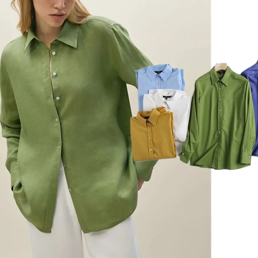 

Рубашка-кимоно Jenny & Dave, летняя цветная Повседневная Блузка, женская модная однотонная хлопковая льняная блузка в английском стиле, модные топы