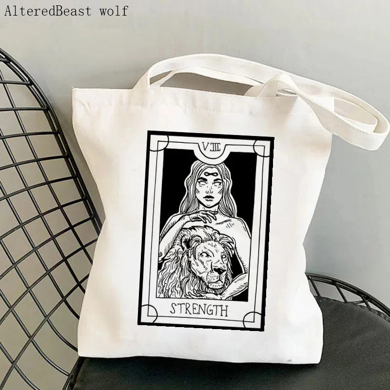 Women Shopper bag tarot card from the east Kawaii Bag Harajuku Shopping Canvas Shopper Bag girl handbag Tote Shoulder Lady Bag