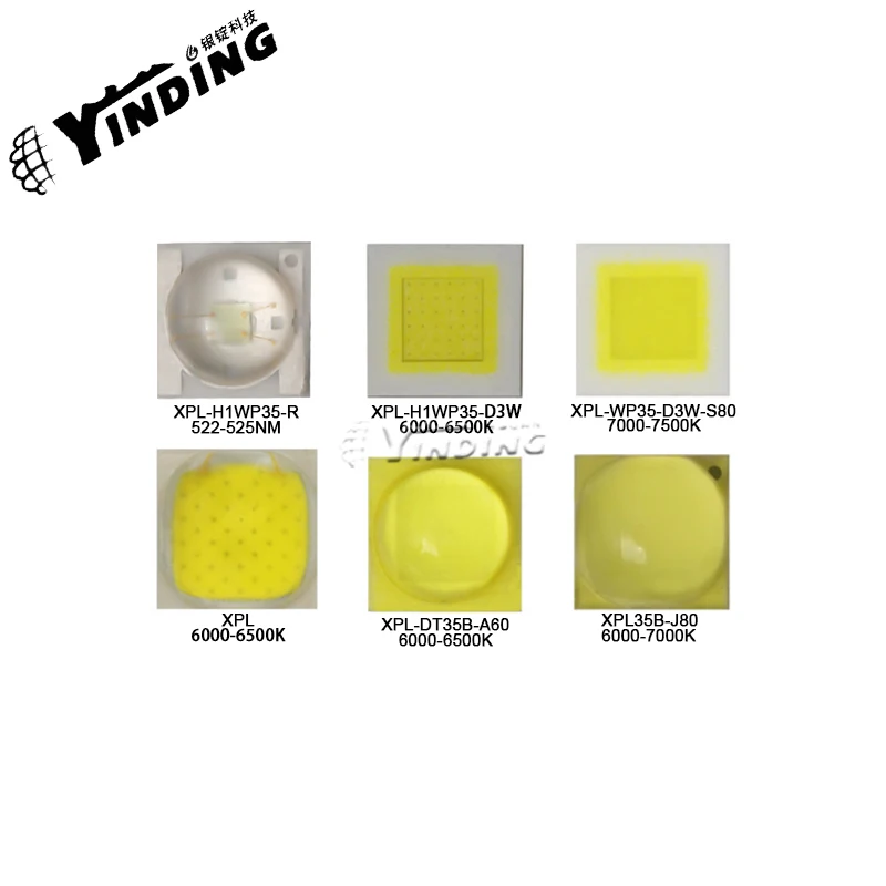 5PCS YINDING XPL-H1WP35-R 3-10W High power chip led  3535 522-525NM Green 6000-6500K Cola white flashlight car headlights