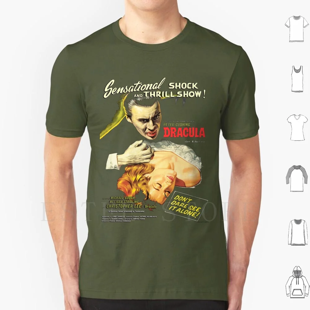 Dracula-Original Hammer Poster Artwork T Shirt DIY Big Size 100% Cotton Dracula Frankenstein The Mummy Bride Hammer Universal