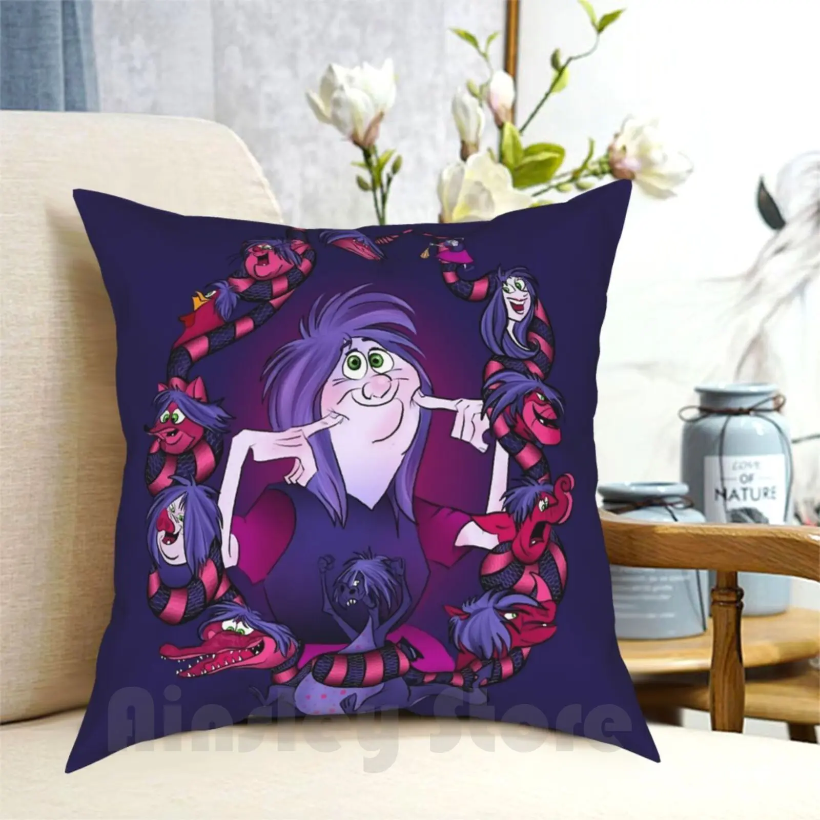 Madame Mim Pillow Case Printed Home Soft Throw Pillow Madame Min Min Madame Animation Purple Pink Animals Dragon Purple