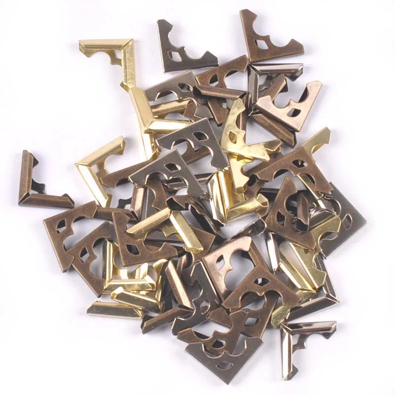 Protectores de esquinas de libros de Metal, accesorios para álbumes de recortes, menús, carpetas, caja de decoración DIY, bronce, plata, bronce, 50 piezas, 16x16mm