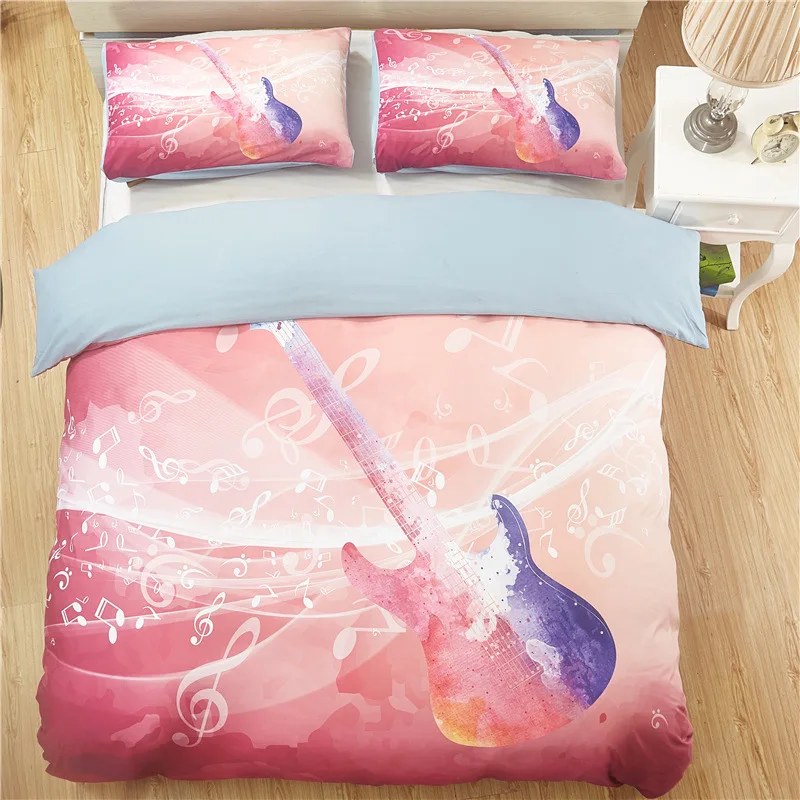 

Fashion Colorful Music Bedding Set Guitar Quilt Duvet Cover Set Bedlinen Twin Full Queen King Size Bedspread Pillowcase Bed Set