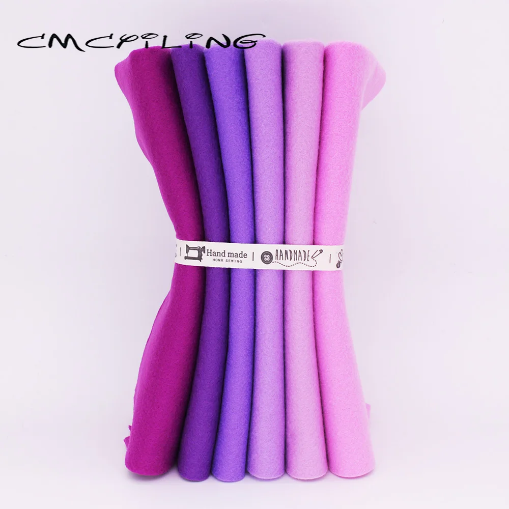 CMCYILING Sewing Felt Fabric For Needlework DIY Dolls Crafts Toys,Soft Purple Non-Wove , Polyester Cloth  6Pcs/Lot 25cmx28cm