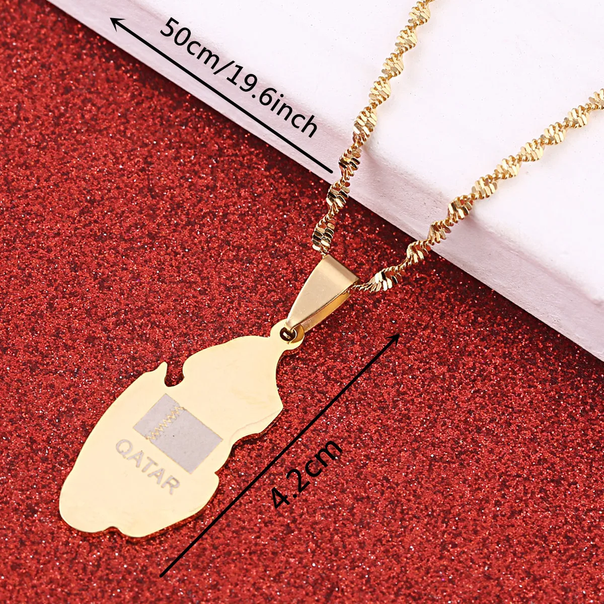 Stainless Steel Qatar Country Map Pendant Necklace State of Qatar Jewelry Map Jewelry