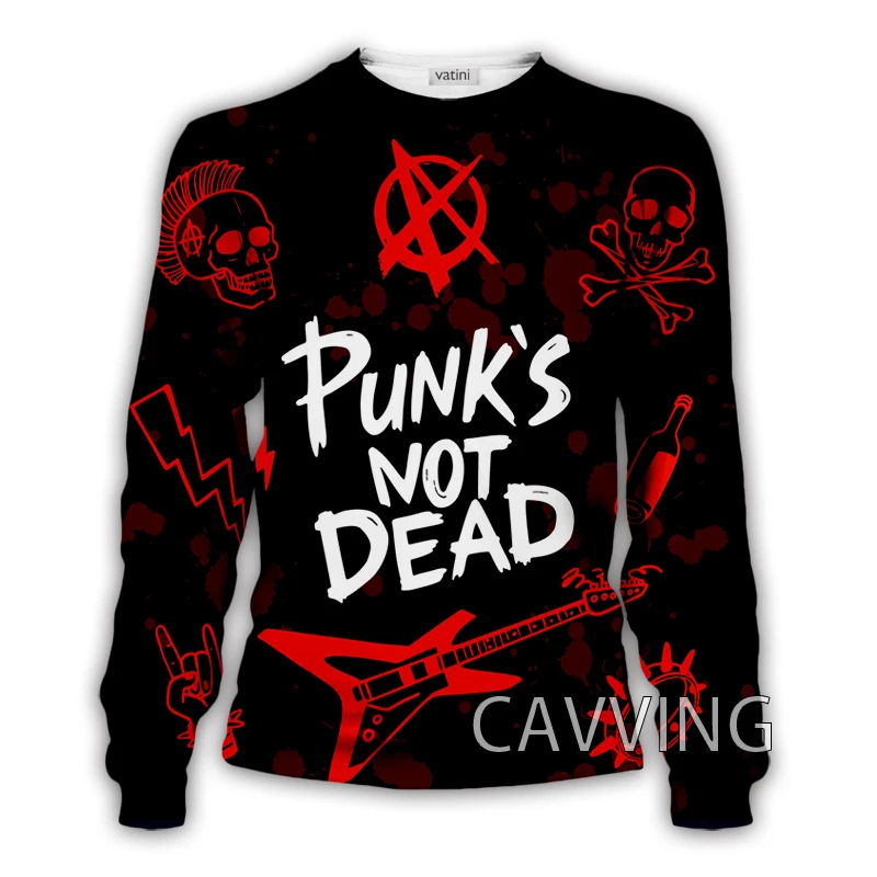 ใหม่แฟชั่นผู้หญิง/ผู้ชาย3D พิมพ์ PUNK'S NOT DEAD Band Crewneck เสื้อ Harajuku สไตล์เสื้อแขนยาวเสื้อ c01