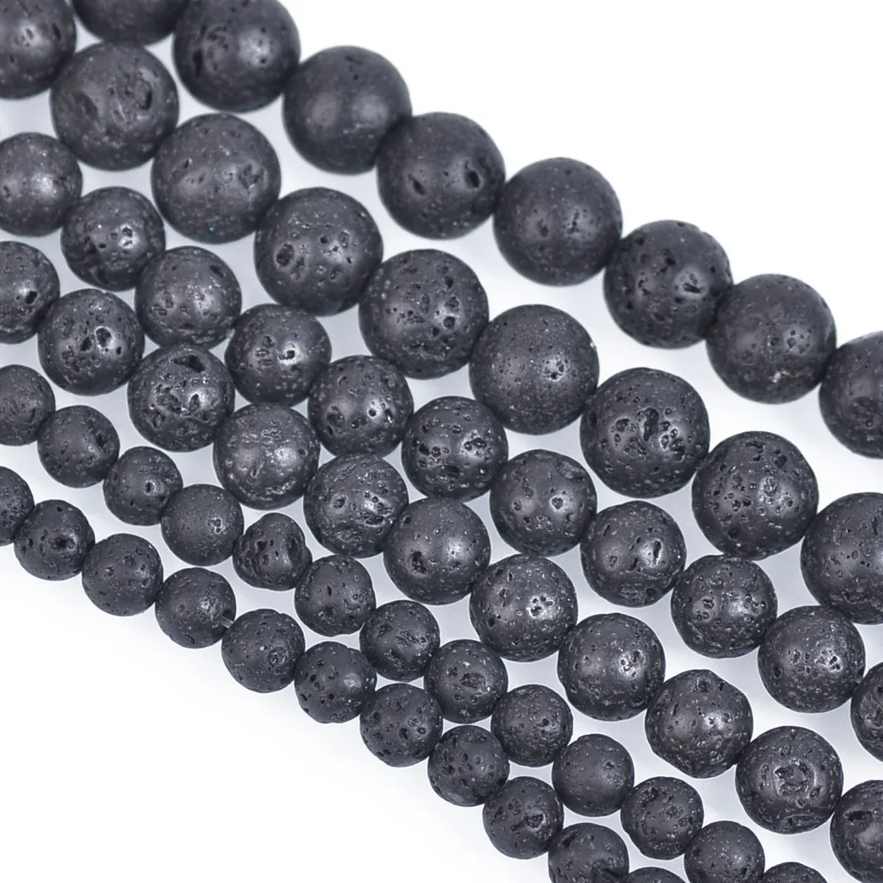 4mm 6mm 8/10/12mm 14/16/18/20mm Round Natural Black Lava Stone Loose Spacer Beads Wholesale Lot For Jewelry Making DIY Findings