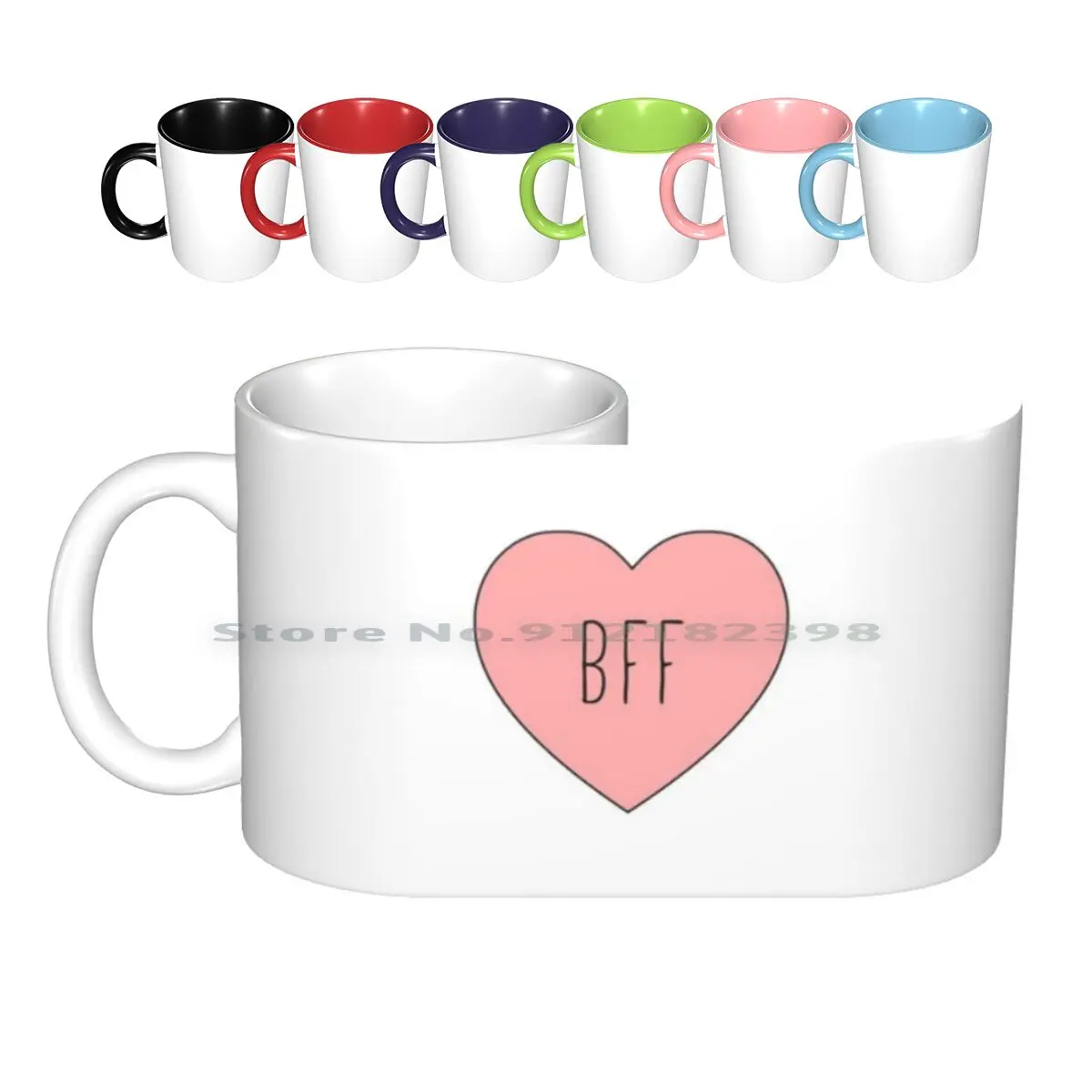 I Love My Bff Best Friend Heart Ceramic Mugs Coffee Cups Milk Tea Mug Friend Friends Bff Bae Squad Heart Love Romance Romantic