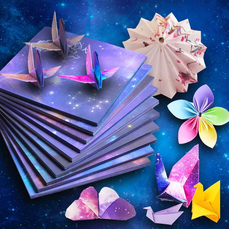 100Pcs 15cm Cartoon DIY Starry Sky Paper Origami Double-sided Colorful Handmade Kindergarten Craft Materials Toys for Children