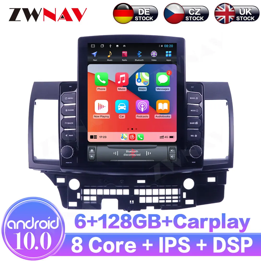 Android10.0 6+128GB For Mitsubishi Lancer 2007-2015 IPS Touch Screen Receiver Car Multimedia Radio Player GPS Navigation Carplay