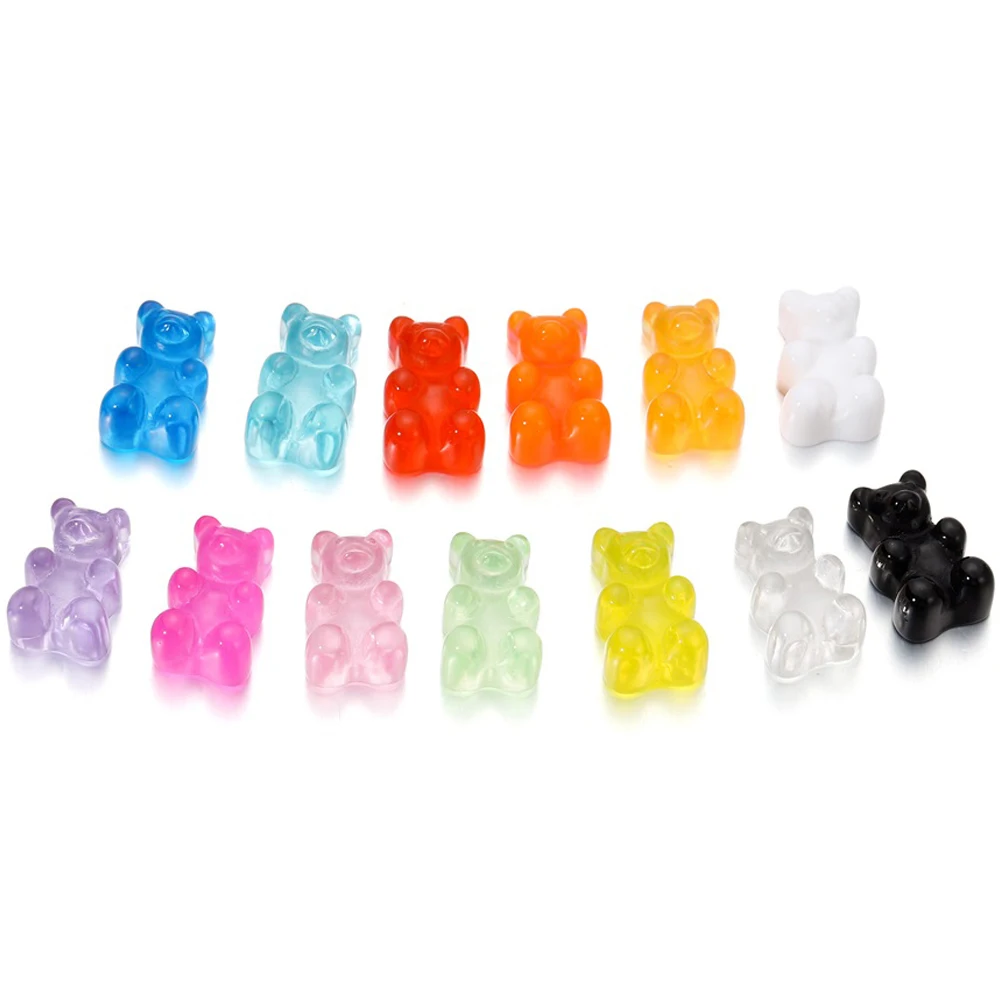 10 pz/pacco ciondoli gommosi orso portachiavi in resina orso colorato caramelle collana Charms per orecchini fai da te bracciali progetto forniture