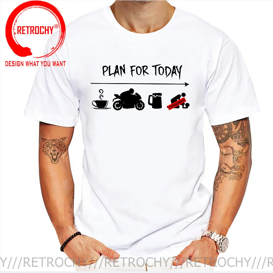 Men's Geek Funny Eat Sleep Motorcycle T Shirt Dirt Biker tshirt Plan For Today Drink Coffee Riding Drink Beer And Women T-shirts