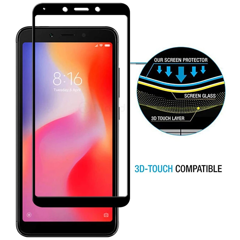 Protecteur d'écran, en verre trempé 9H pour Xiaomi Redmi 6 6A 5 Plus 5 5A S2 4A 4X Note 4 4X 5 5A 6 Pro