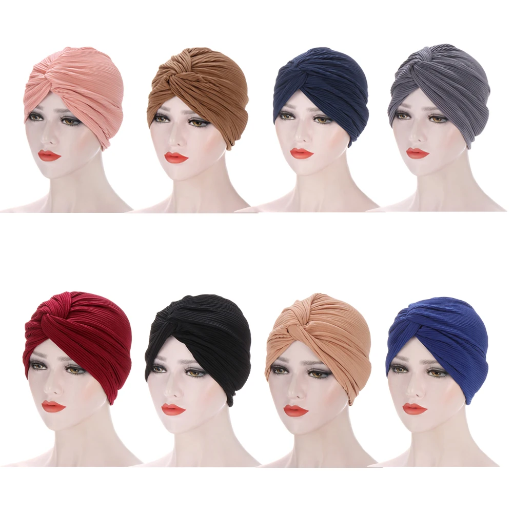 

Fashion Muslim Turban Crinkle Inner Hijab Caps Indian Hat Solid Islamic Wrap Underscarf Cap Bonnet for Women Beanies Skullies