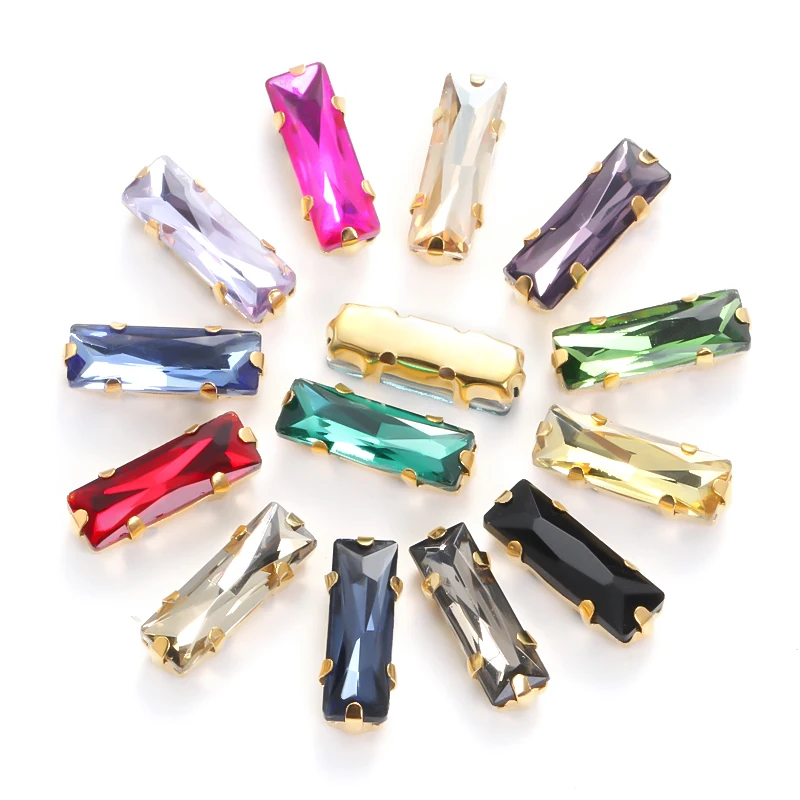 Pipatian 20 Pcs Princess Baguette Wholesale Glass Decoration Stone Crafts Jewelry Sewing Rhinestone Accessory for Needlework